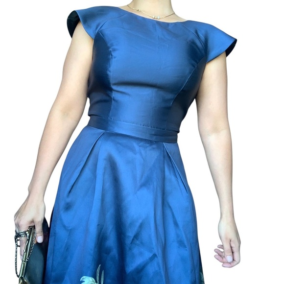 Chi Chi London Navy Floral High Low Dress - Small - Picture 3 of 15